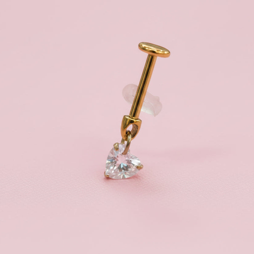 Piercing corazon zirconia colgante - Titanio