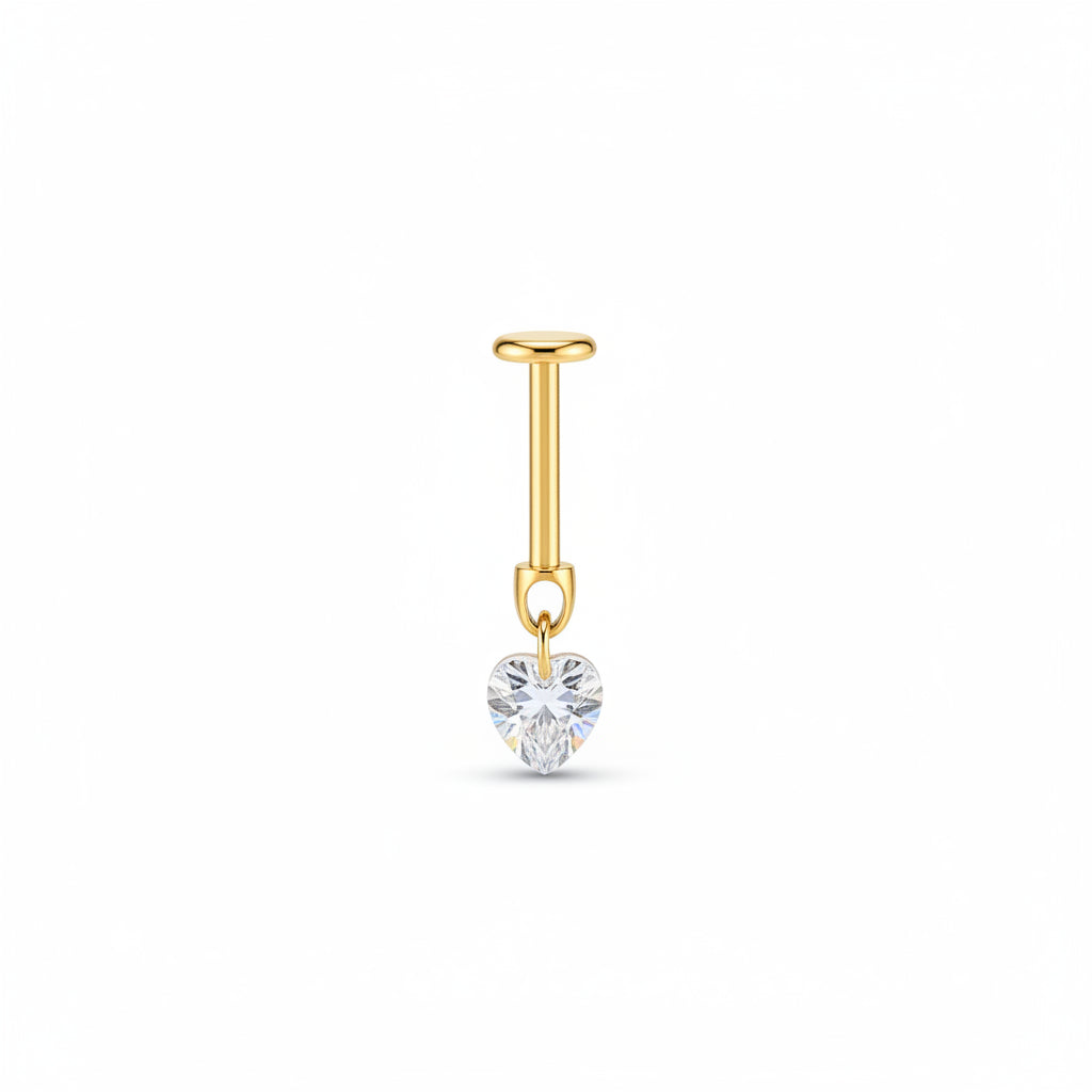 Piercing corazon zirconia colgante - Titanio