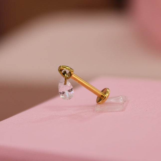 Piercing gota zirconia colgante - Titanio