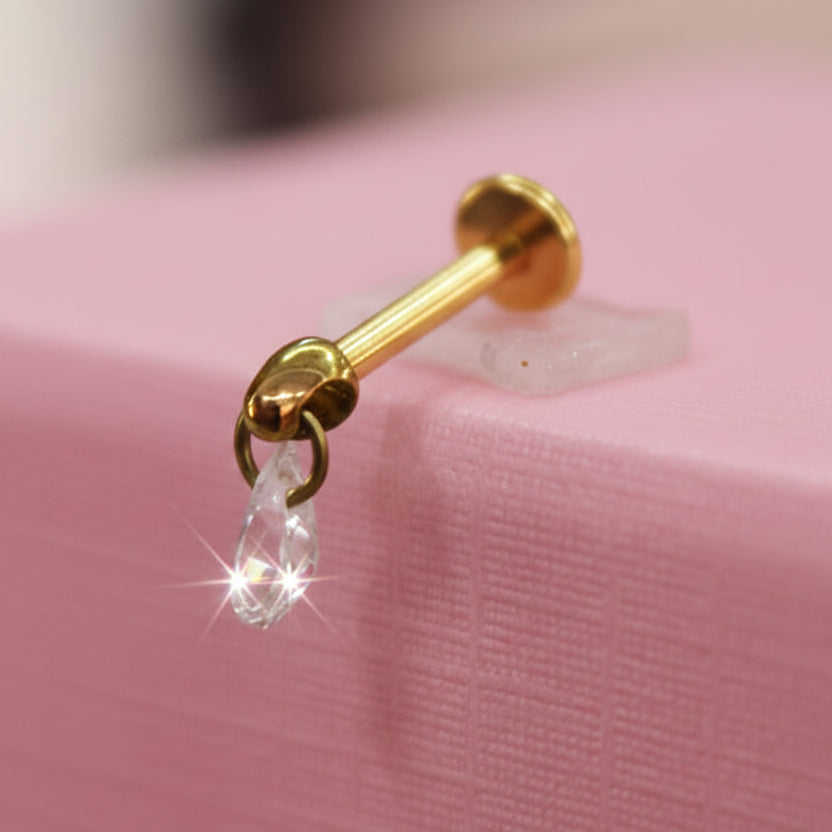 Piercing gota zirconia colgante - Titanio