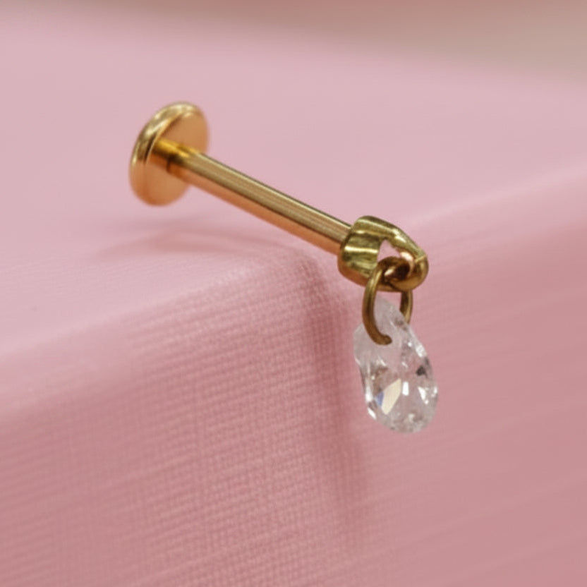 Piercing gota zirconia colgante - Titanio