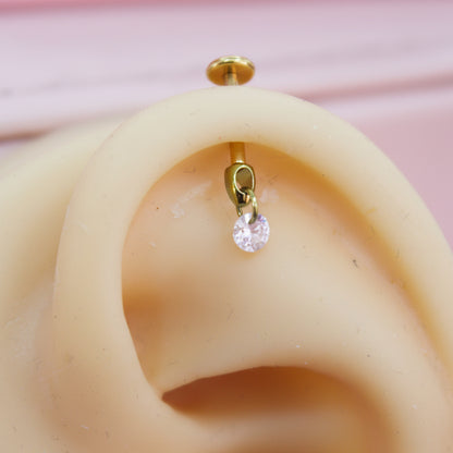 Piercing circulo zirconia colgante - Titanio