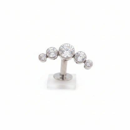 Piercing ombligo 5 pastillas de zirconias blancas - Titanio