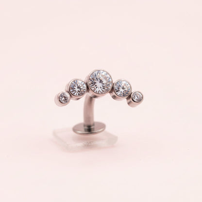 Piercing ombligo 5 pastillas de zirconias blancas - Titanio