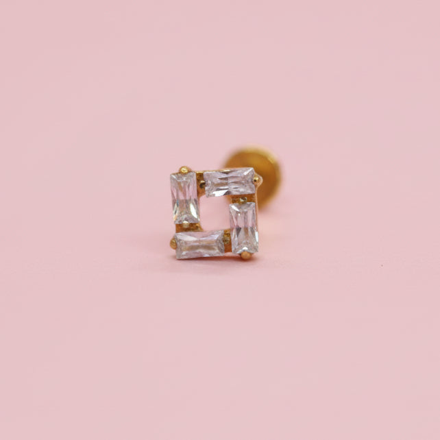 Piercing Cubo Zirconias - Titanio (Labret)