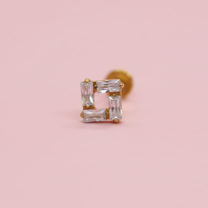 Piercing Cubo Zirconias - Titanio (Labret)