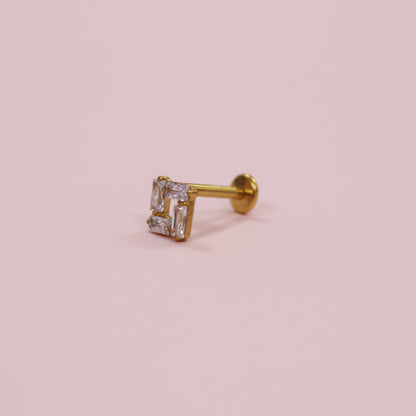 Piercing Cubo Zirconias - Titanio (Labret)