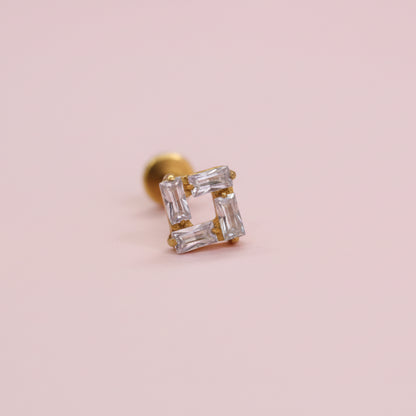Piercing Cubo Zirconias - Titanio (Labret)