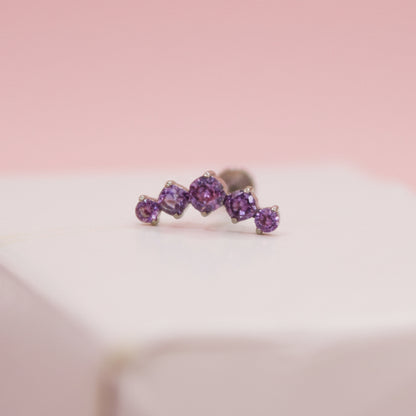 Piercing Fila de zirconias Amatista - Titanio