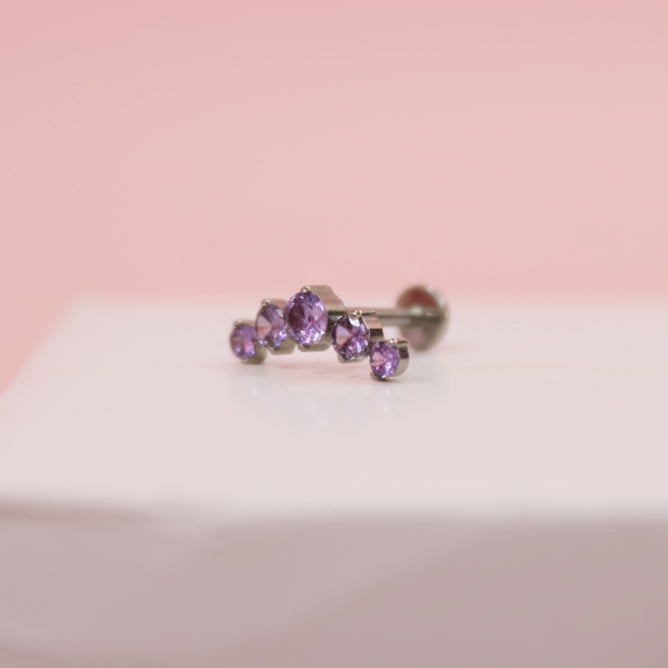 Piercing Fila de zirconias Amatista - Titanio