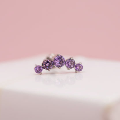 Piercing Fila de zirconias Amatista - Titanio
