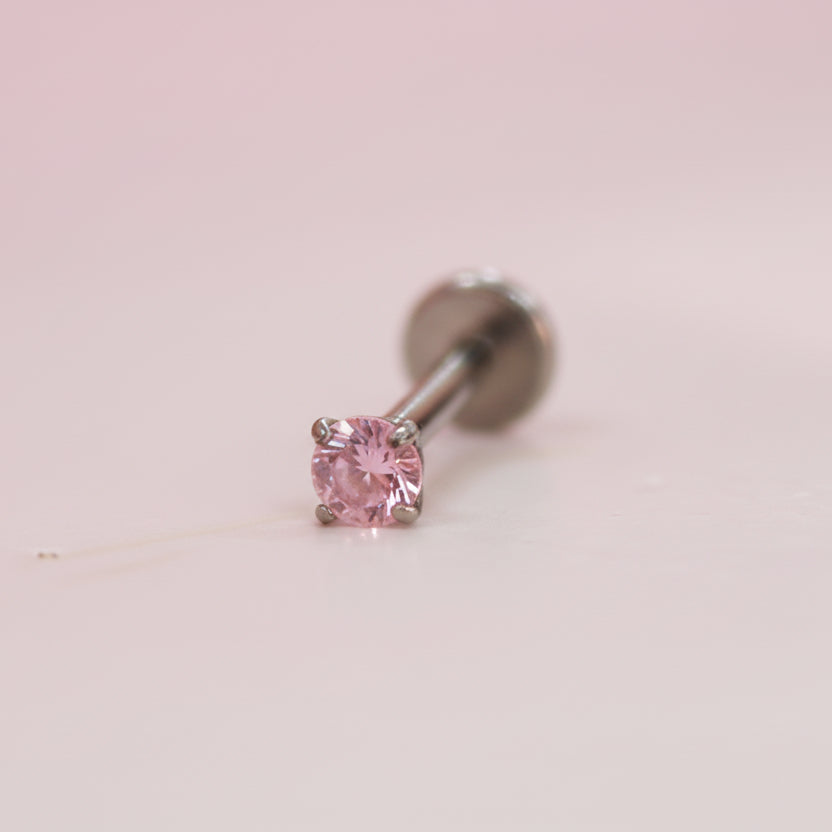 Piercing zirconia rosa 2.5 mm - Titanio