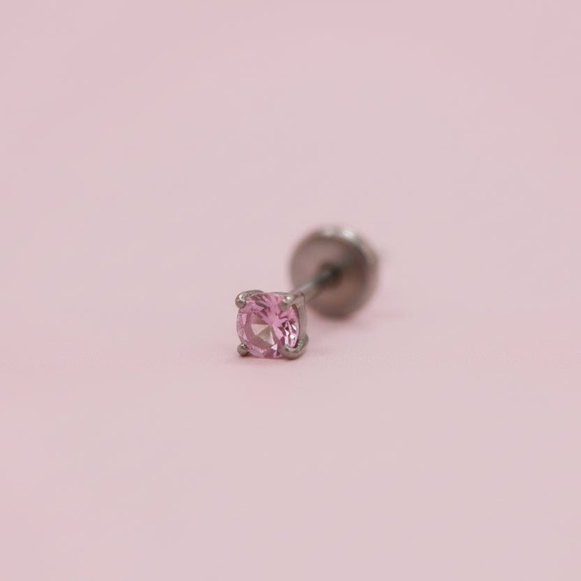 Piercing zirconia rosa 2.5 mm - Titanio