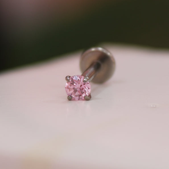 Piercing zirconia rosa 2.5 mm - Titanio