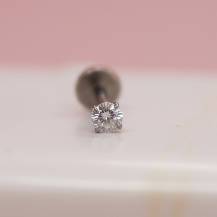 Piercing oreja y nariz zirconia 2.5mm  - Titanio