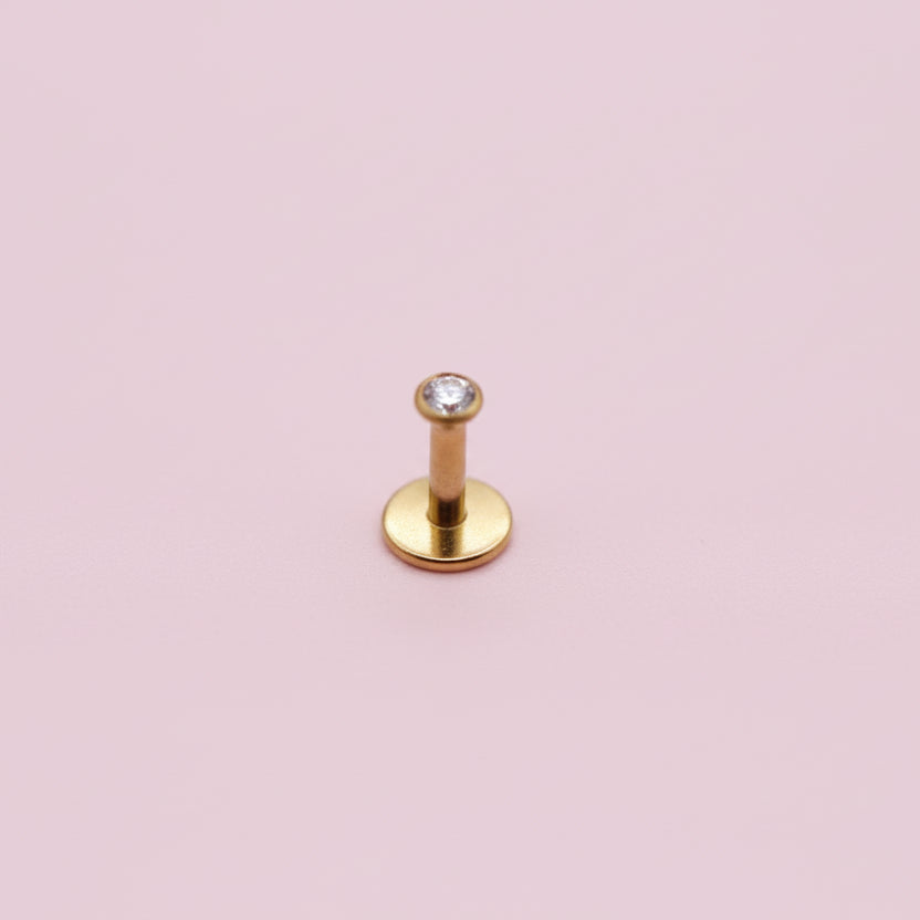 Piercing oreja y nariz zirconia biselada 2.0 mm  - Titanio