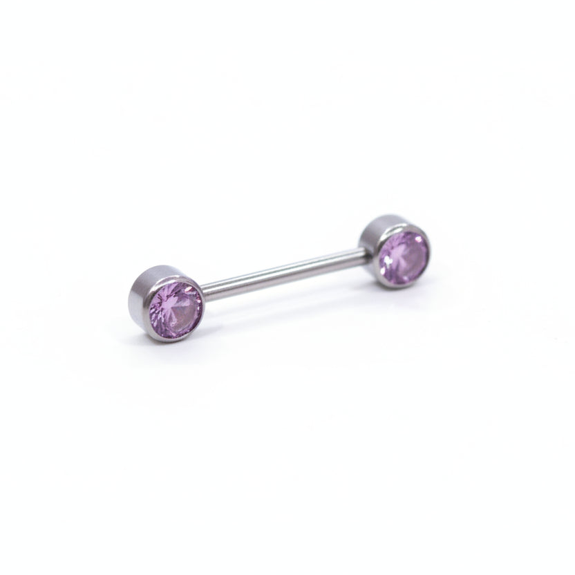 Piercing para Pezón 2 pastillas de zirconias rosas - Titanio