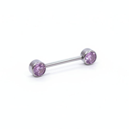 Piercing para Pezón 2 pastillas de zirconias rosas - Titanio
