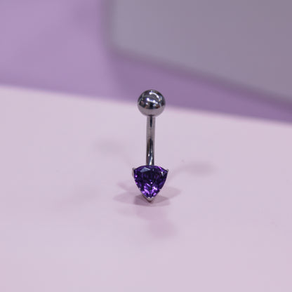 Piercing  básico de ombligo ópalo corazón morado - Titanio