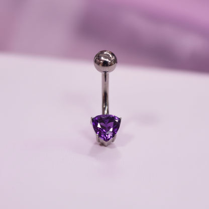 Piercing  básico de ombligo ópalo corazón morado - Titanio