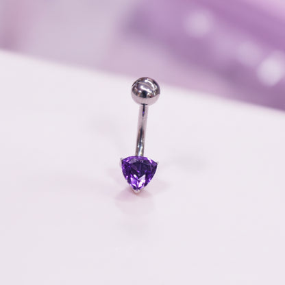 Piercing  básico de ombligo ópalo corazón morado - Titanio