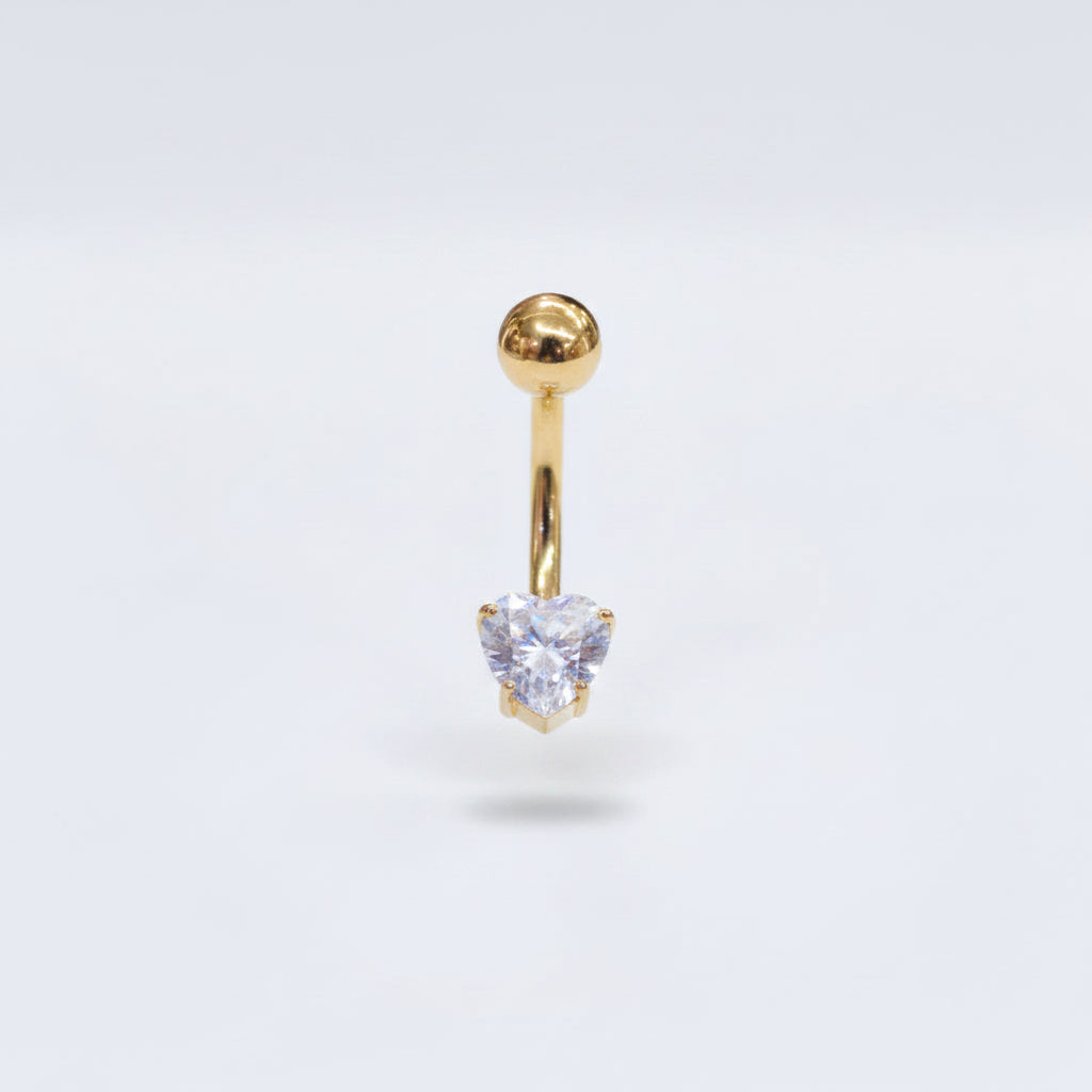 Piercing básico de ombligo zirconia corazón - Titanio