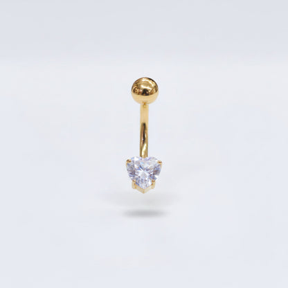 Piercing básico de ombligo zirconia corazón - Titanio