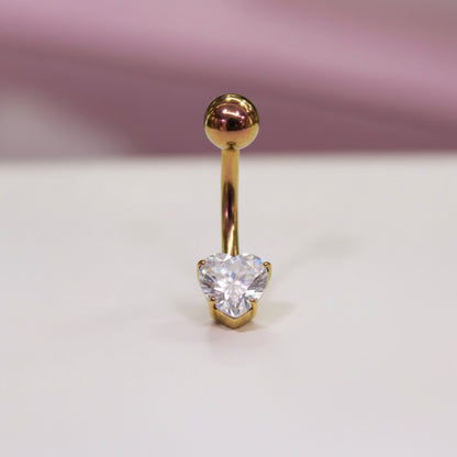 Piercing básico de ombligo zirconia corazón - Titanio