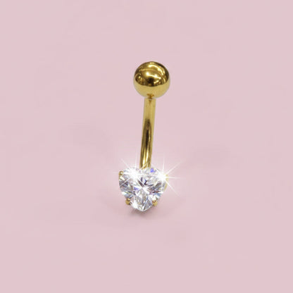 Piercing básico de ombligo zirconia corazón - Titanio