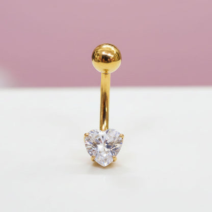 Piercing básico de ombligo zirconia corazón - Titanio