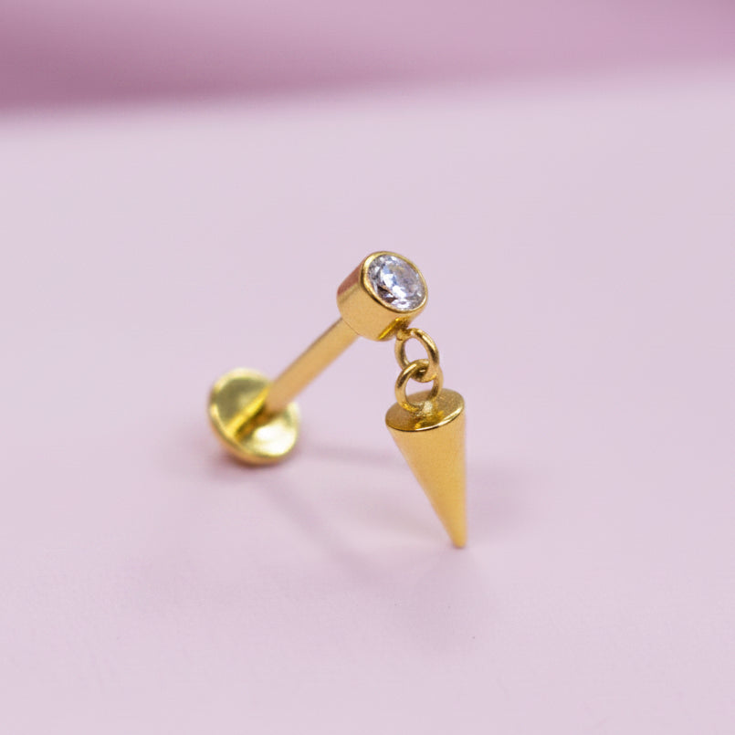 Piercing zirconia biselada con colgante - Titanio
