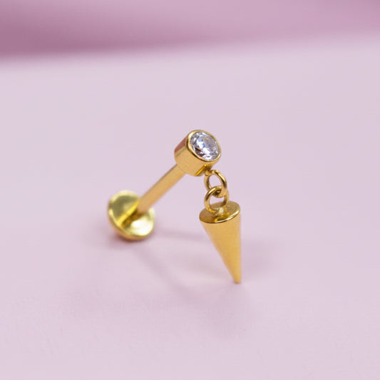 Piercing zirconia biselada con colgante - Titanio