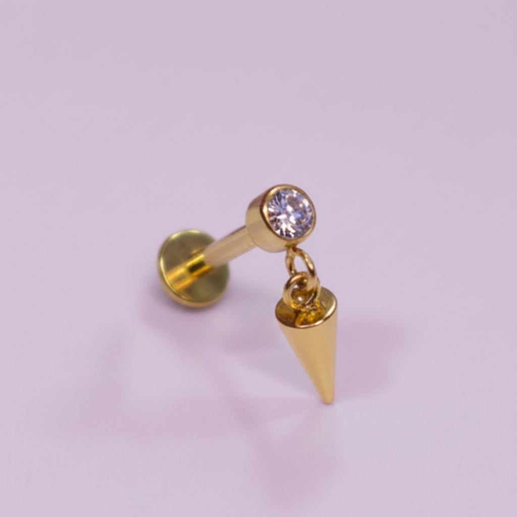 Piercing zirconia biselada con colgante - Titanio