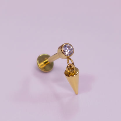 Piercing zirconia biselada con colgante - Titanio