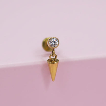 Piercing zirconia biselada con colgante - Titanio