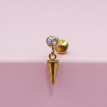 Piercing zirconia biselada con colgante - Titanio