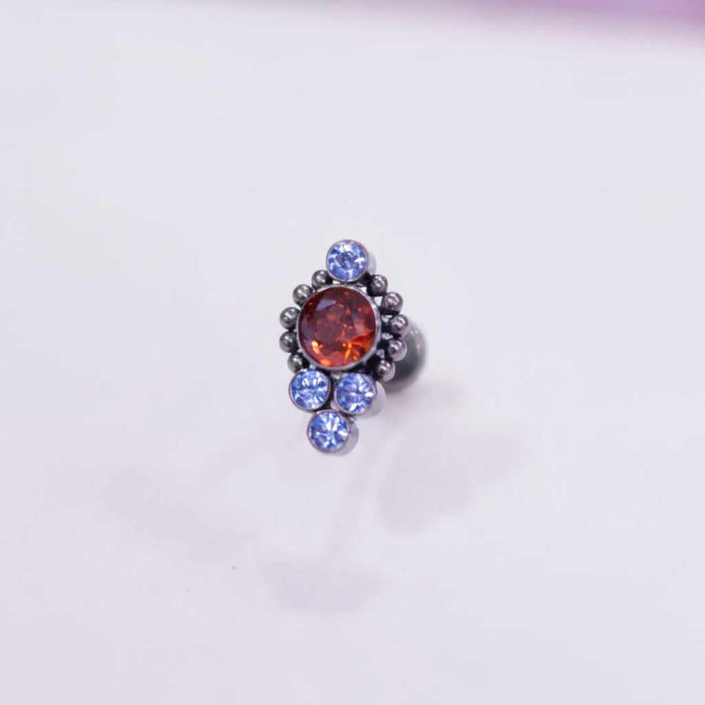 Piercing cosmic Naranja y Azul 4 mini pastillas - Titanio