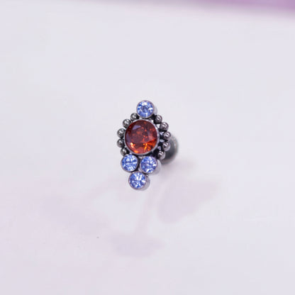 Piercing cosmic Naranja y Azul 4 mini pastillas - Titanio