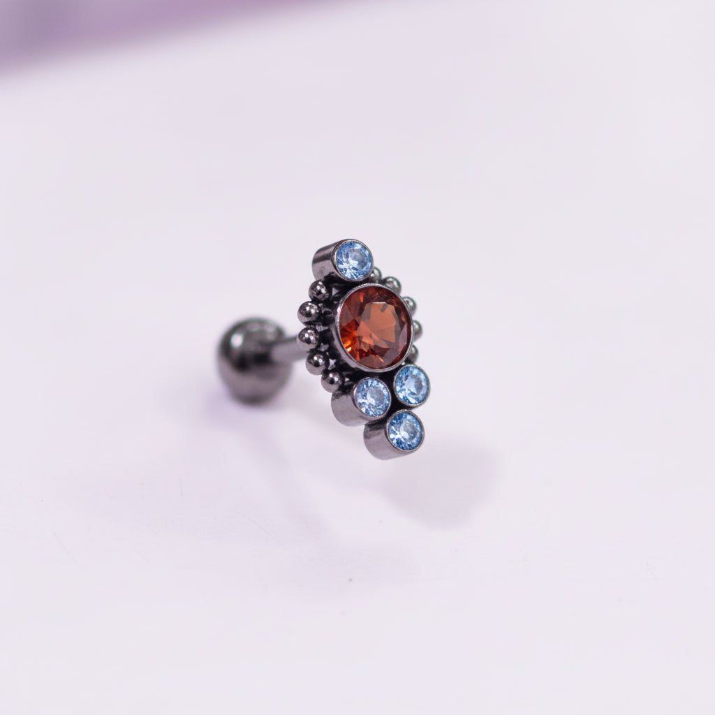 Piercing cosmic Naranja y Azul 4 mini pastillas - Titanio