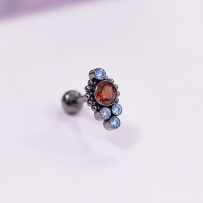 Piercing cosmic Naranja y Azul 4 mini pastillas - Titanio