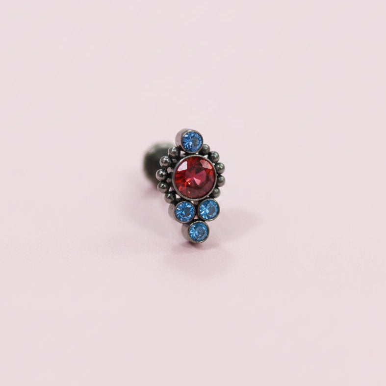 Piercing cosmic Naranja y Azul 4 mini pastillas - Titanio
