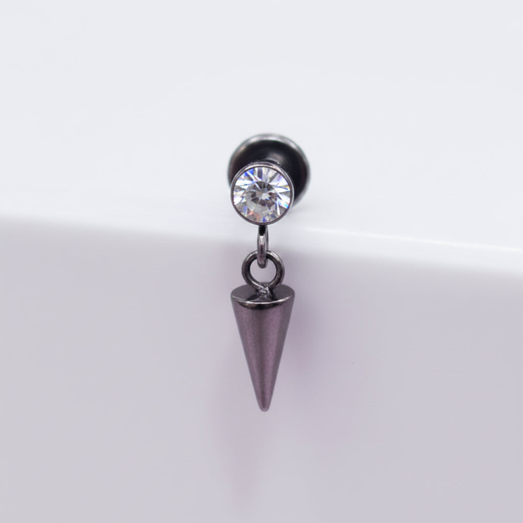 Piercing zirconia biselada con colgante - Titanio