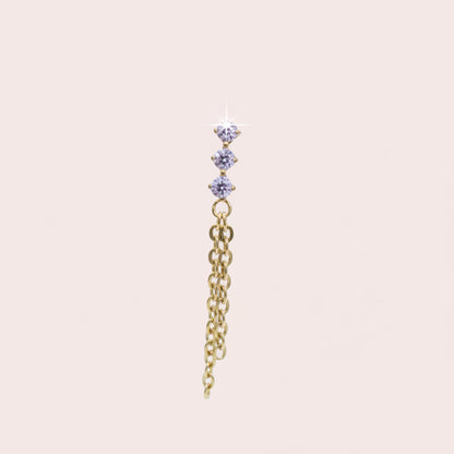 Piercing triple zirconia cadena colgante - Titanio (Labret)