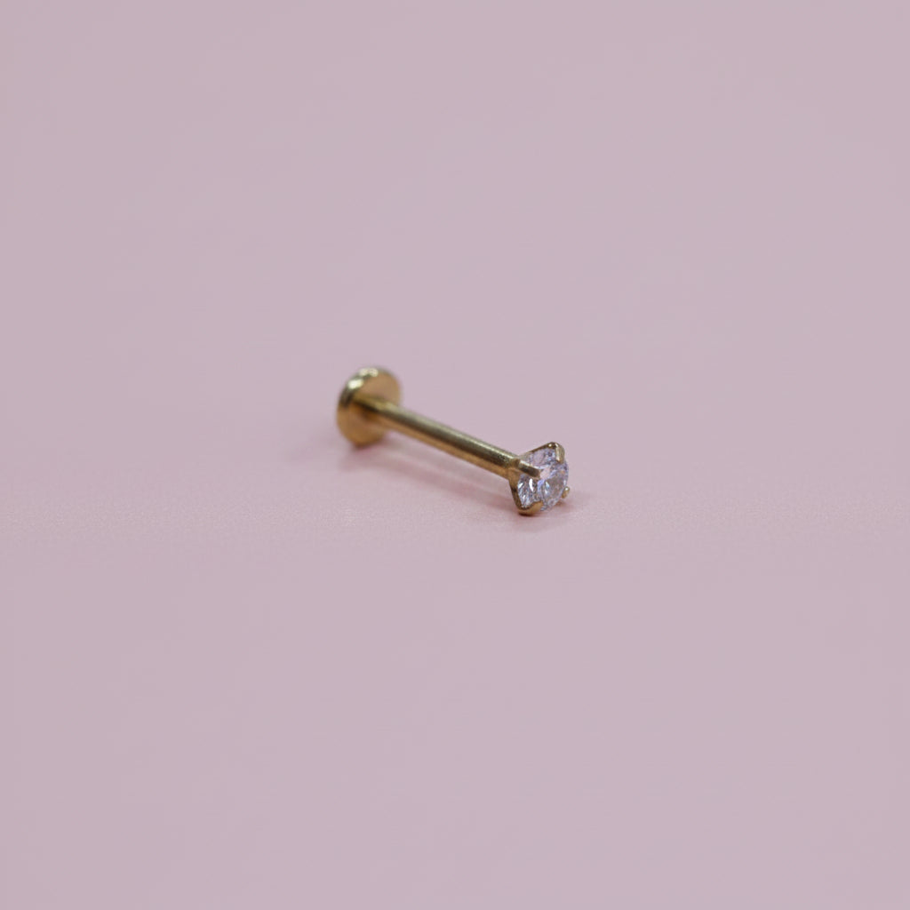 Piercing zirconia 3mm  Push- Pin RECUBRIMIENTO PVD GOLD