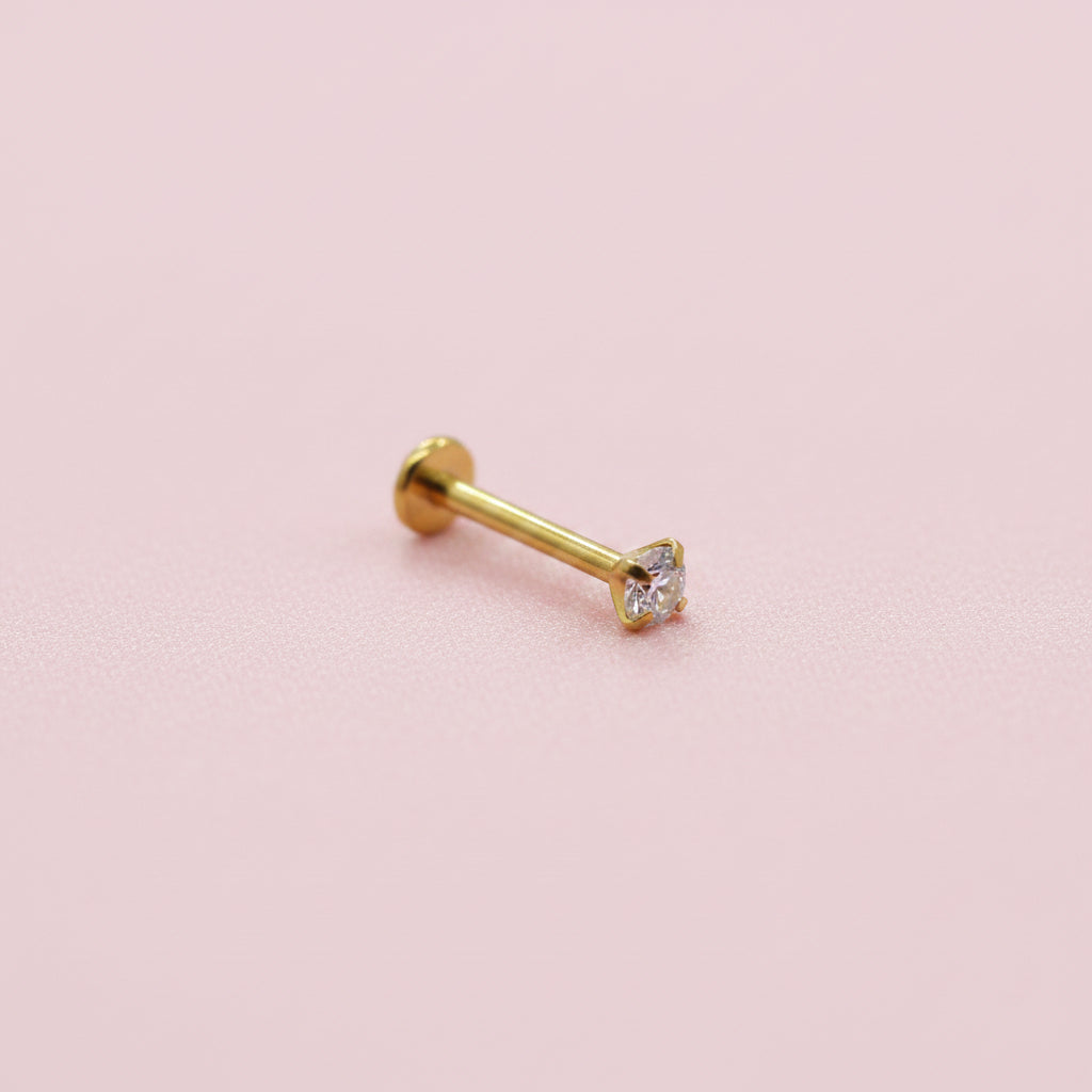 Piercing zirconia 3mm  Push- Pin RECUBRIMIENTO PVD GOLD