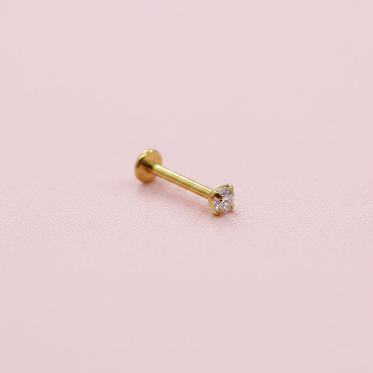 Piercing zirconia 3mm  Push- Pin RECUBRIMIENTO PVD GOLD