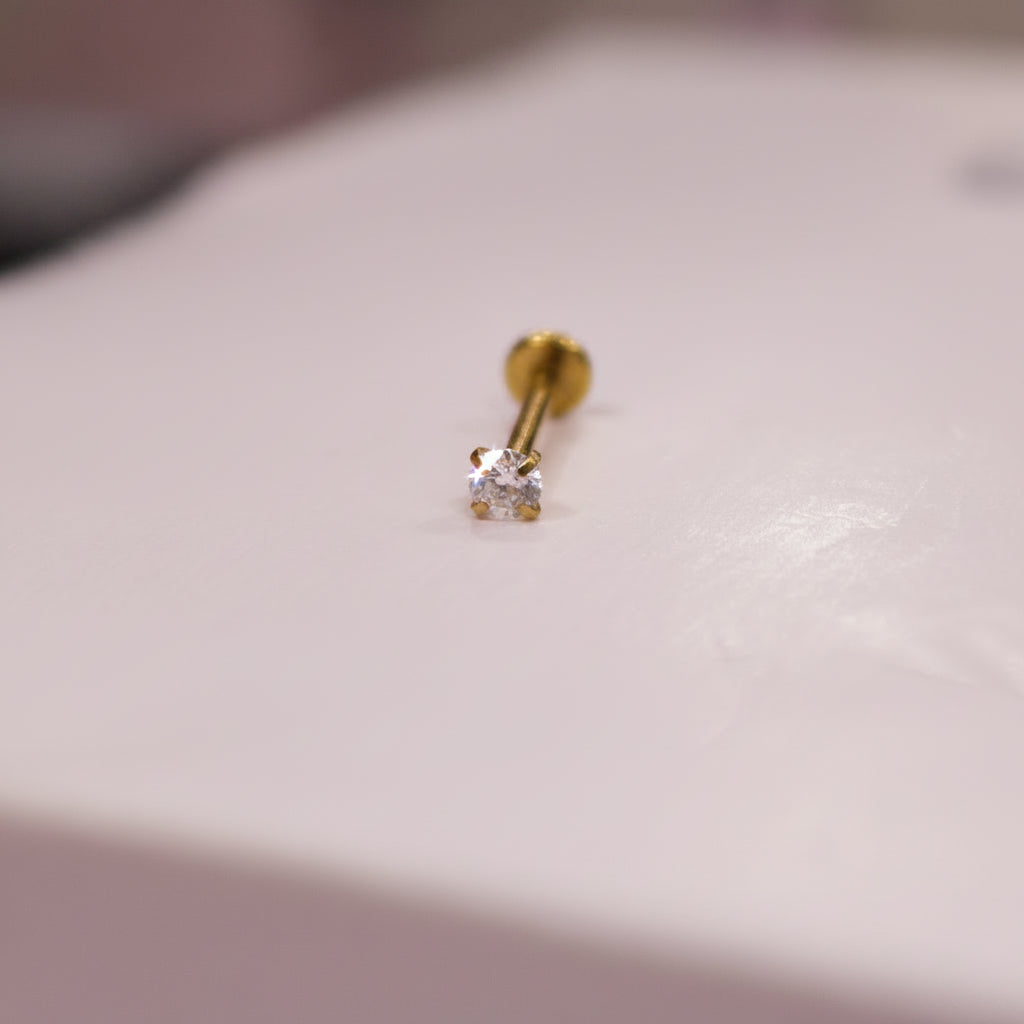 Piercing zirconia 3mm  Push- Pin RECUBRIMIENTO PVD GOLD