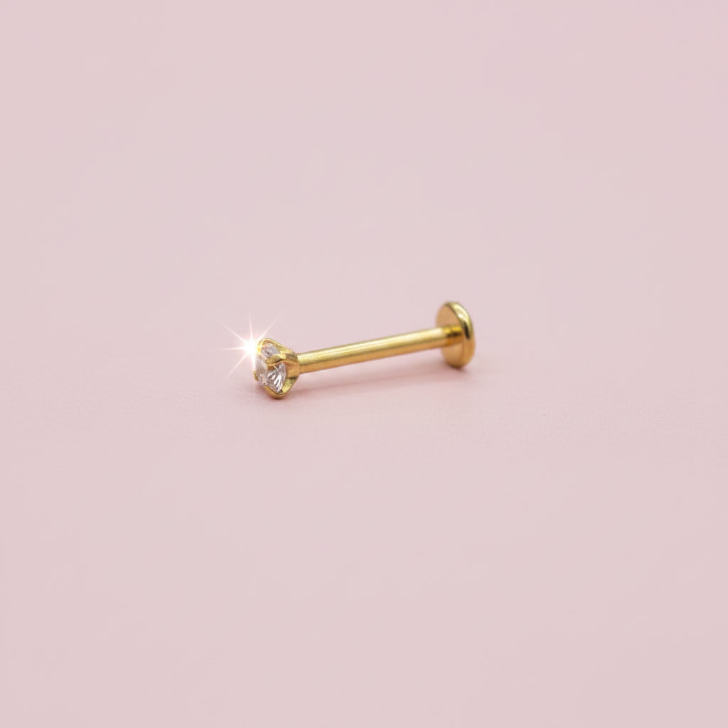 Piercing zirconia 3mm  Push- Pin RECUBRIMIENTO PVD GOLD