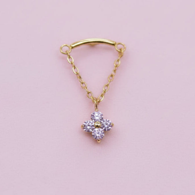 Piercing dorado helix flor colgante- Titanio (Labret)