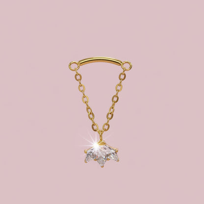 Piercing dorado para helix con marquise colgante- Titanio (Labret)